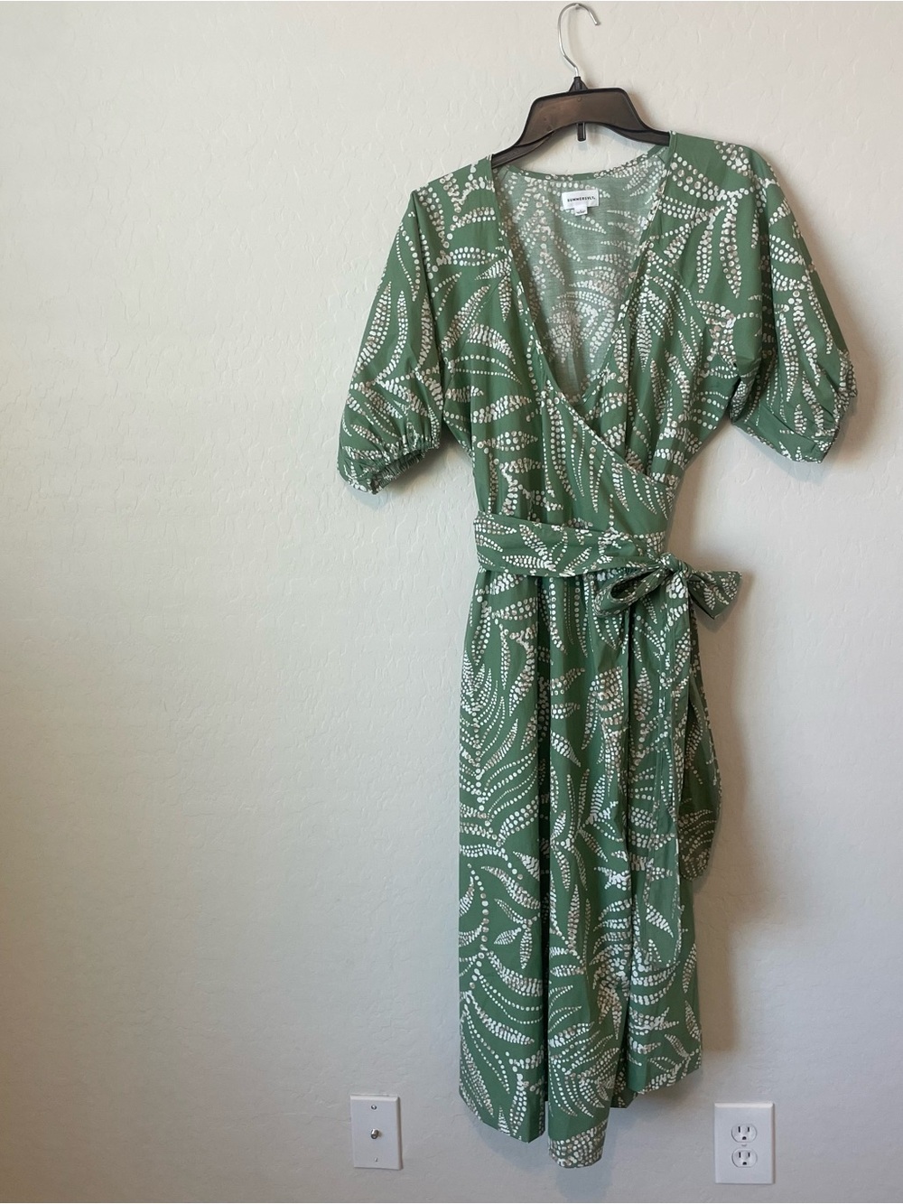 summersalt Green Botanical Wraparound Midi Dress